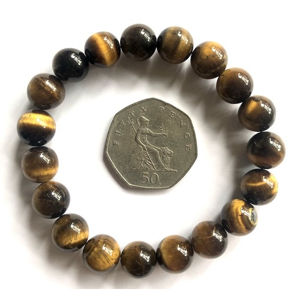 Bracelet Tigers Eye Gold Round Beads 8mm